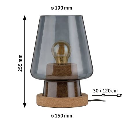 Paulmann 79736 - 1xE27/20W Bordlampe IBEN 230V røgfarvet