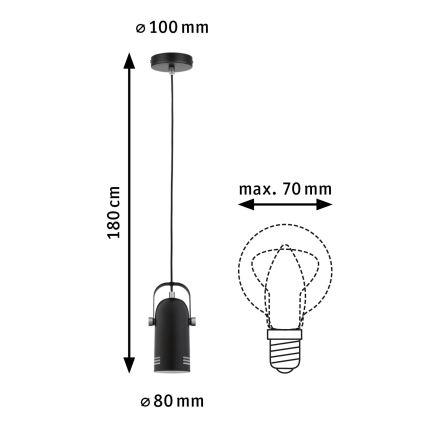 Paulmann 79766 - LED RGBW 1xE27/15W pendel med wireophæng LAVEA 230V sort
