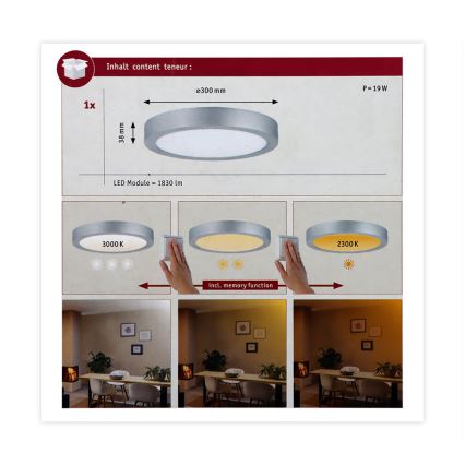 Paulmann 79798 - Loftlampe CARPO LED/16W 230V 2300/2500/3000K