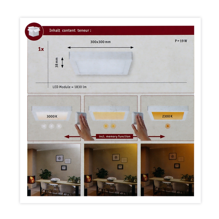 Paulmann 79801 - Loftlampe CARPO LED/13W 230V 2300/2500/3000K