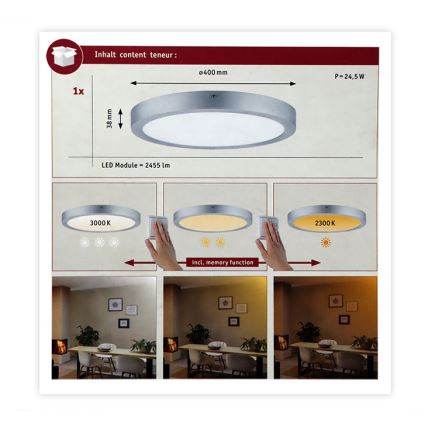 Paulmann 79802 - Loftlampe CARPO LED/21W 230V 2300/2500/3000K