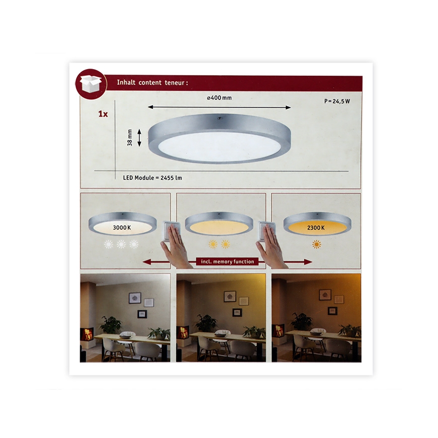 Paulmann 79802 - Loftlampe CARPO LED/21W 230V 2300/2500/3000K