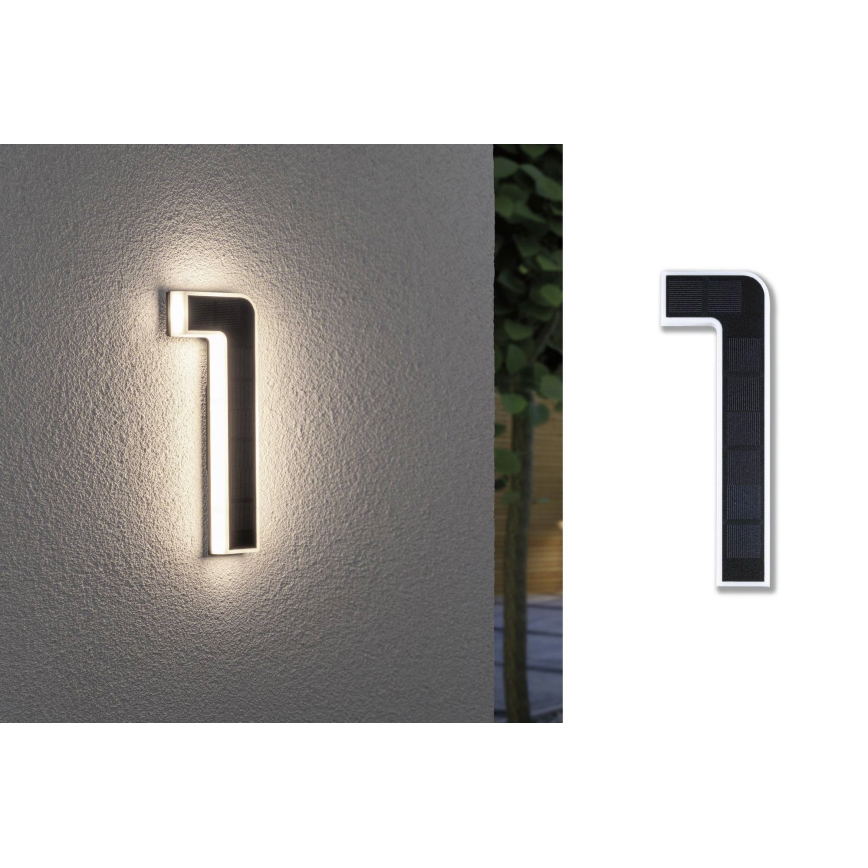 Paulmann 79842 - Soldrevet husnummer LED/0,2W IP44 1,2V 1500 mAh