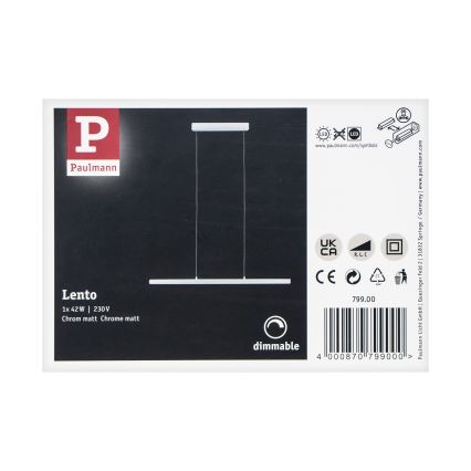 Paulmann 79900 - Pendel dæmpbar LED/42W LENTO 230V mat krom