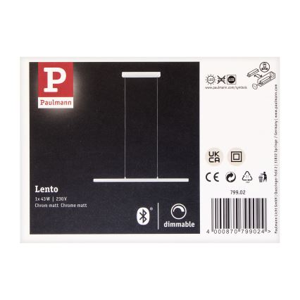 Paulmann 79902 - LED/43W pendel dæmpbar SMART LENTO 230V 2700-6000K