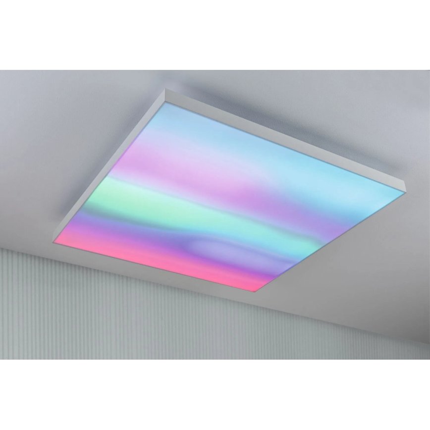 Paulmann 79910 - LED/31W RGBW Dæmpbar loftlampe LORIA 230V 3000-6500K 59,5x59,5 cm hvid + fjernbetjening