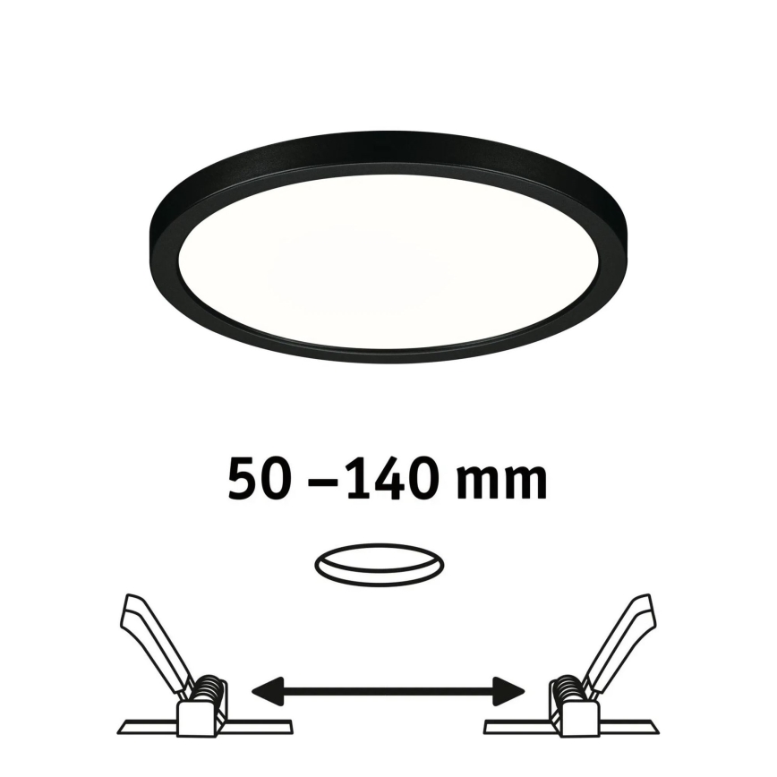 Paulmann 79965 - LED/13W IP44 Dæmpbart indbygningsspot til badeværelset AREO 230V Ø 17,5 cm sort