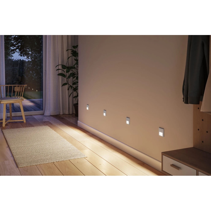 Paulmann 80003 - LED/1W Trappelampe med sensor TSARO 230V Lead/mat krom