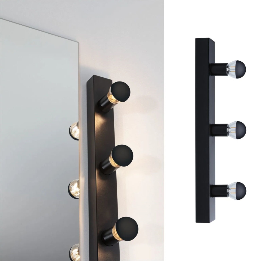 Paulmann 80097 - 3xE14/40W IP44 Spejllampe til badeværelse REGULA 230V sort