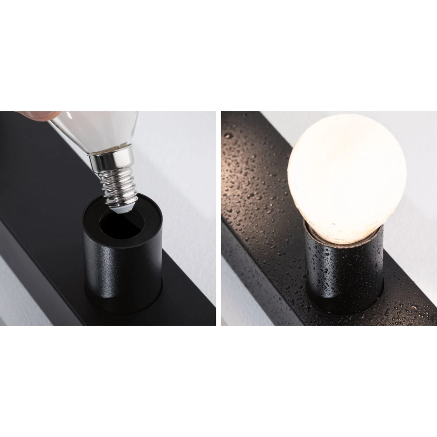 Paulmann 80097 - 3xE14/40W IP44 Spejllampe til badeværelse REGULA 230V sort