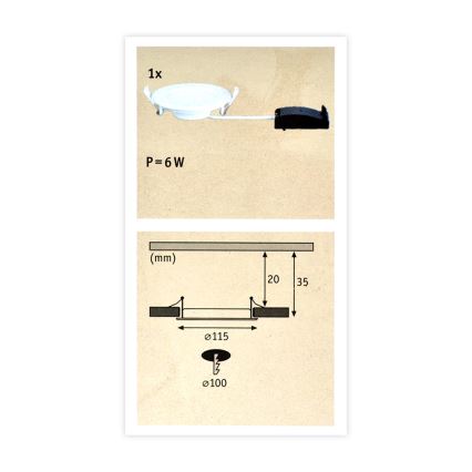 Paulmann 92061 - LED/6W IP44 Badeværelse indbygget belysning QUALITY LINE 230V