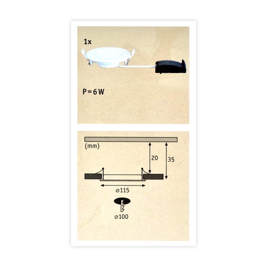 Paulmann 92061 - LED/6W IP44 Badeværelse indbygget belysning QUALITY LINE 230V