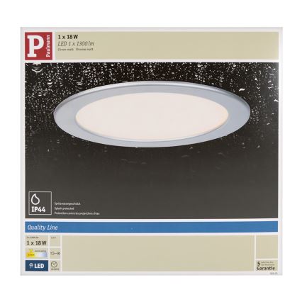 Paulmann 92075 - LED/18W Indbygningslampe til badeværelse QUALITY LINE 230V IP44