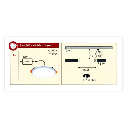 Paulmann 92388 - LED/8,5W IP44 Indbygningslampe til badeværelse VARIFIT 230V