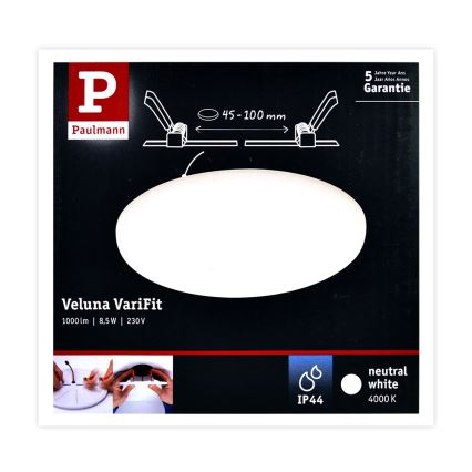 Paulmann 92391 - LED/8,5W IP44 Indbygningslampe til badeværelse VARIFIT 230V