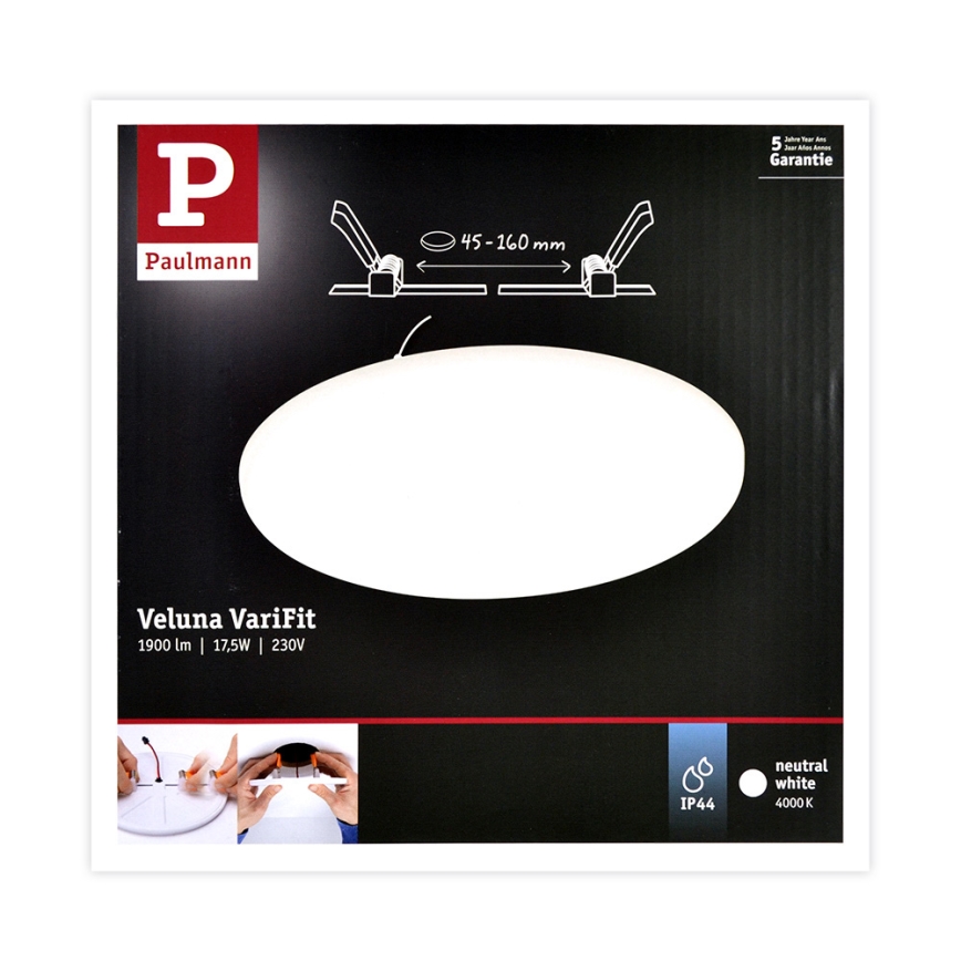 Paulmann 92392 - Indbygningslampe til badeværelse VARIFIT LED/17,5W IP44 230V
