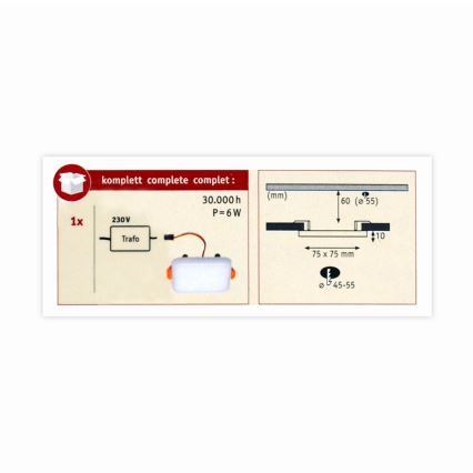 Paulmann 92393 - LED/4,5W IP44 Indbygningslampe til badeværelse VARIFIT 230V