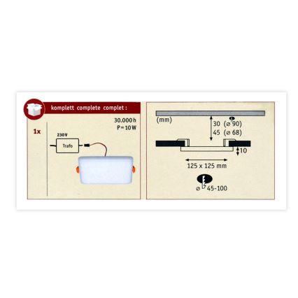 Paulmann 92397 - LED/8,5W IP44 Indbygningslampe til badeværelse VARIFIT 230V