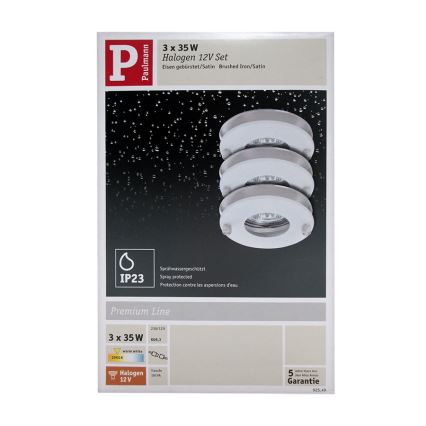 Paulmann 92549 - SÆT 3xGU5,3/35W Badeværelse indbygget belysning PREMIUM 230V/12V