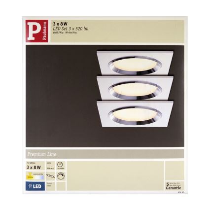 Paulmann 92695 - SÆT 3xLED/8W Nedblændende loftlys DICE 230V