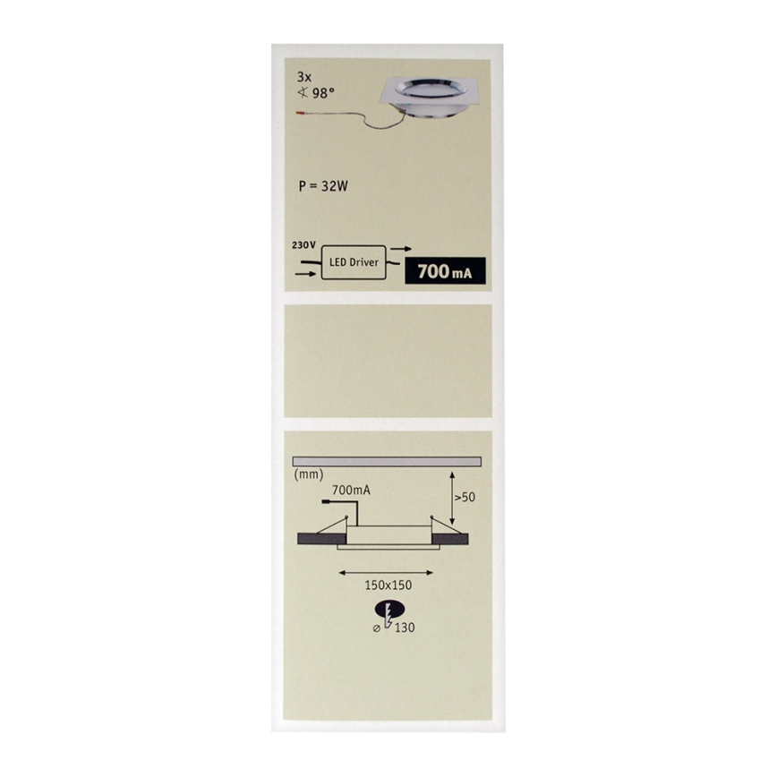 Paulmann 92695 - SÆT 3xLED/8W Nedblændende loftlys DICE 230V