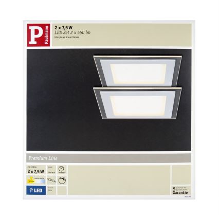 Paulmann 92706 - SÆT 2xLED/7,5W Indbygningslampe dæmpbar DECODICE 230V