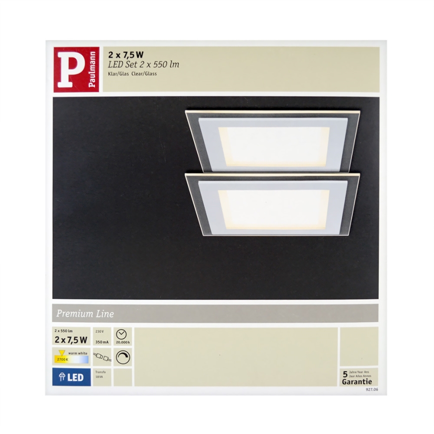 Paulmann 92706 - SÆT 2xLED/7,5W Indbygningslampe dæmpbar DECODICE 230V