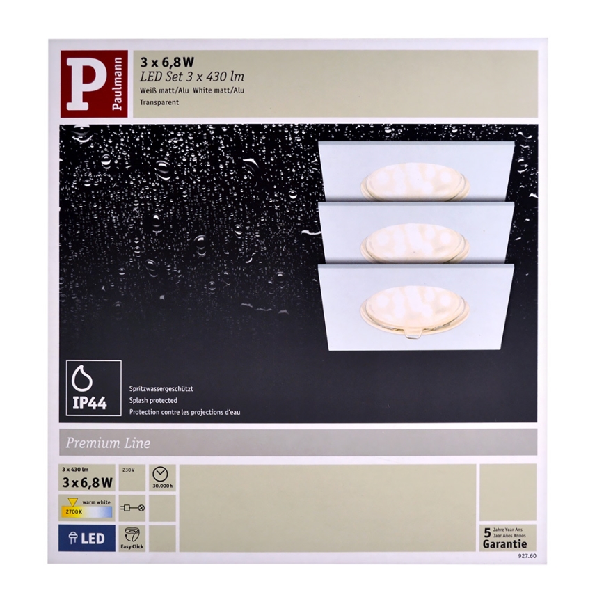 Paulmann 92760 - 3x LED/6,8W Indbygningsspot til badeværelse COIN 230V IP44