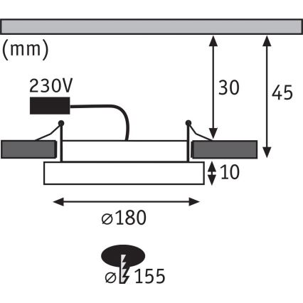 Paulmann 92935 - LED/12W IP44, dæmpbar indbygningsspot til badeværelset AREO 230V Ø 18 cm, mat krom