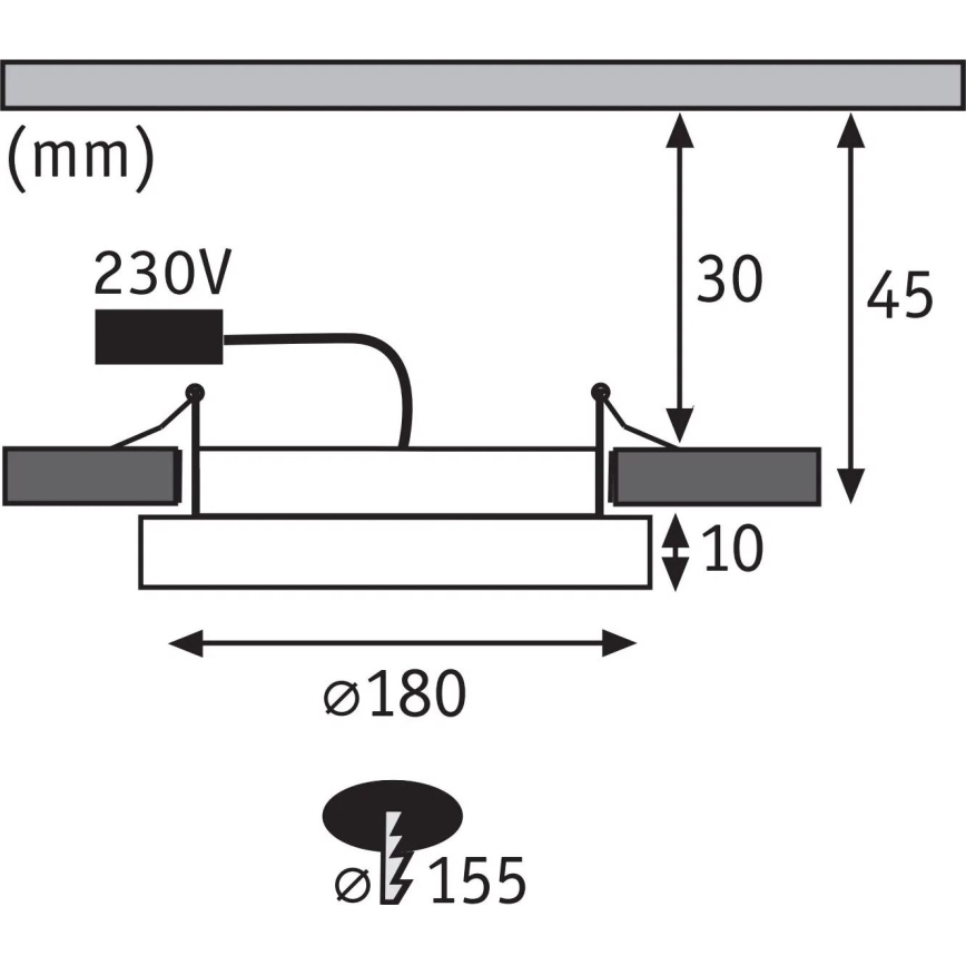 Paulmann 92935 - LED/12W IP44, dæmpbar indbygningsspot til badeværelset AREO 230V Ø 18 cm, mat krom