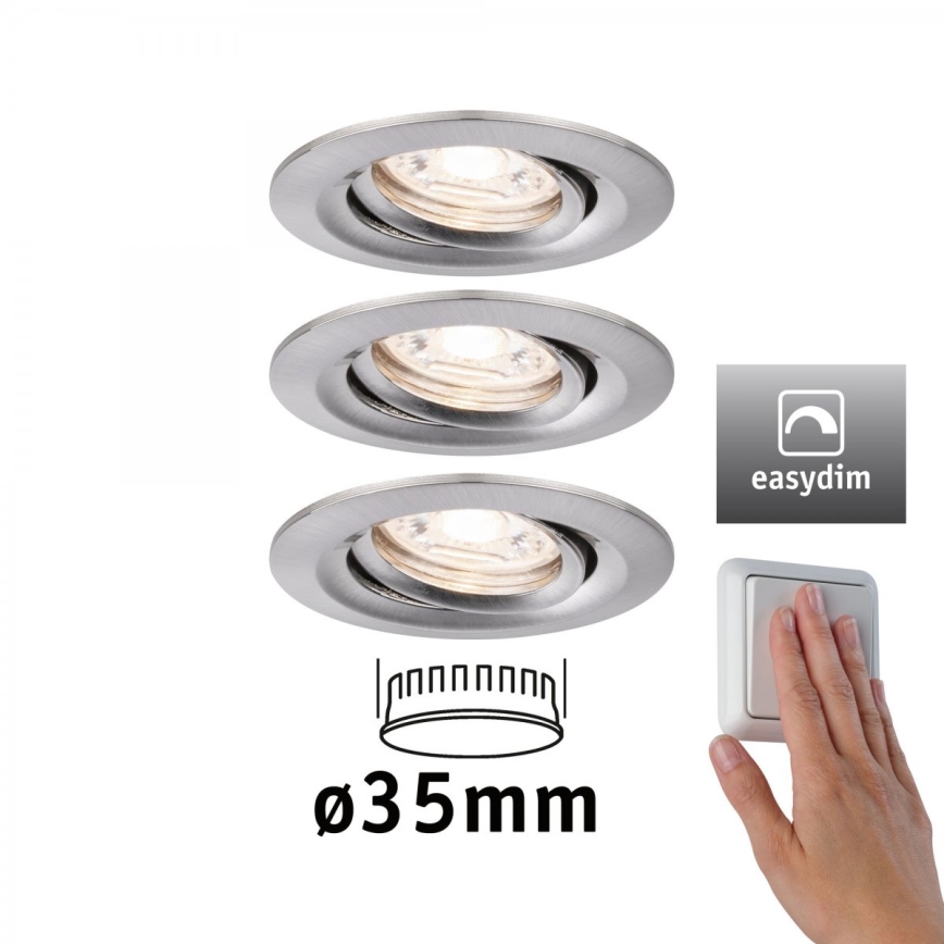 Paulmann 92973 - SÆT 3xLED/4,2W IP23 Badeværelseslampe dæmpbar COIN 230V