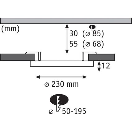 Paulmann 92992 - LED/16W IP44 Indbygningsarmatur til badeværelse AREO 230V 2000/3000/4000K Ø 23 cm mat krom