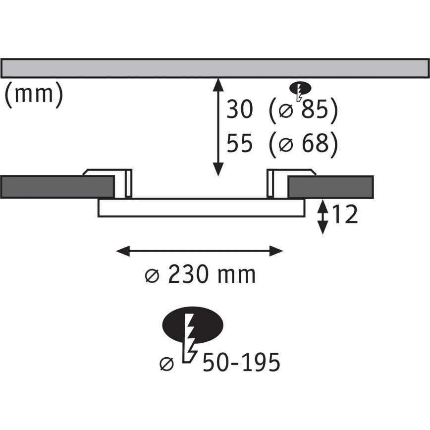 Paulmann 92992 - LED/16W IP44 Indbygningsarmatur til badeværelse AREO 230V 2000/3000/4000K Ø 23 cm mat krom