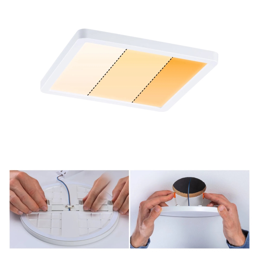 Paulmann 92993 - LED/13W IP44 Badeværelses indbygningsarmatur AREO 230V 2000/3000/4000K 17,5x17,5 cm hvid