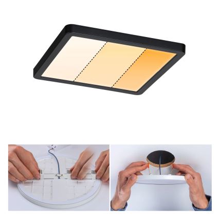 Paulmann 93101 - LED/13W IP44 Badeværelses indbygningslampe AREO 230V 2000/3000/4000K 17,5x17,5 cm sort