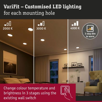 Paulmann 93102 - LED/16W IP44 Badeværelses indbygningsspot AREO 230V 2000/3000/4000K Ø 23 cm sort