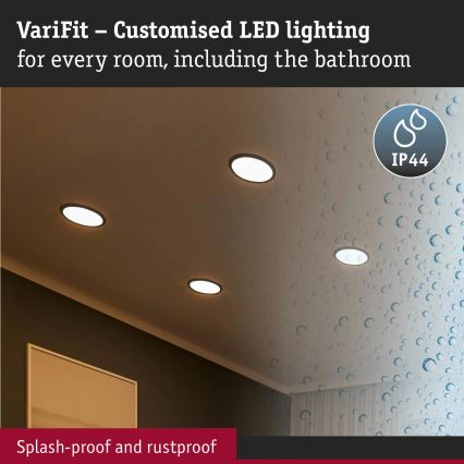 Paulmann 93102 - LED/16W IP44 Badeværelses indbygningsspot AREO 230V 2000/3000/4000K Ø 23 cm sort