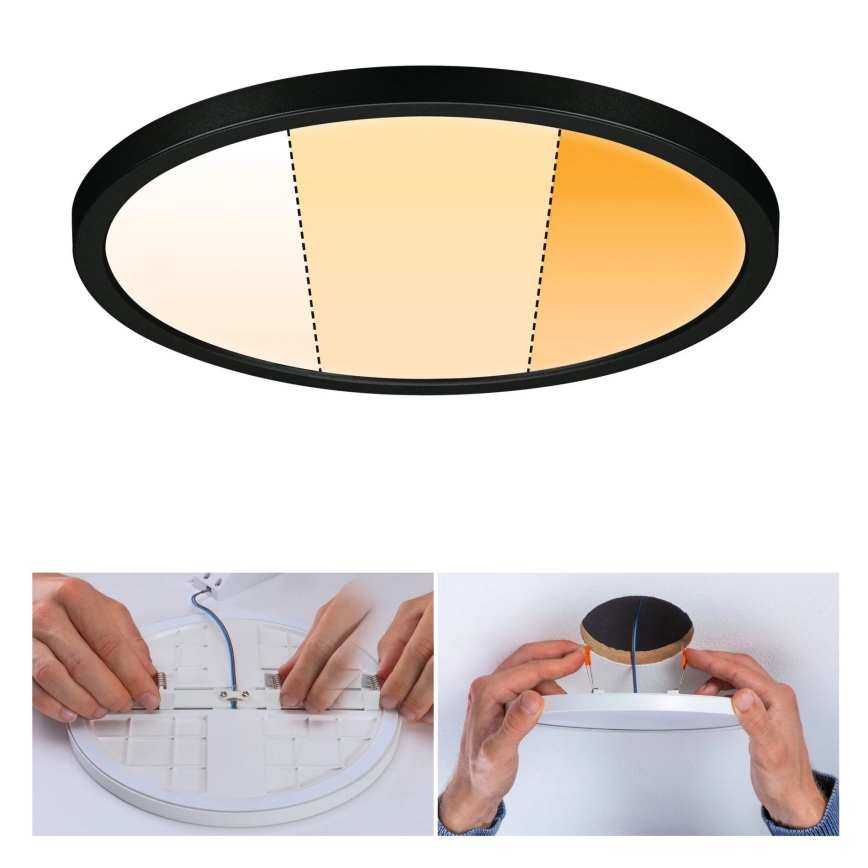 Paulmann 93102 - LED/16W IP44 Badeværelses indbygningsspot AREO 230V 2000/3000/4000K Ø 23 cm sort