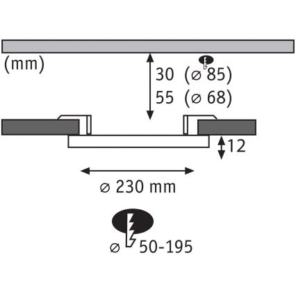 Paulmann 93102 - LED/16W IP44 Badeværelses indbygningsspot AREO 230V 2000/3000/4000K Ø 23 cm sort