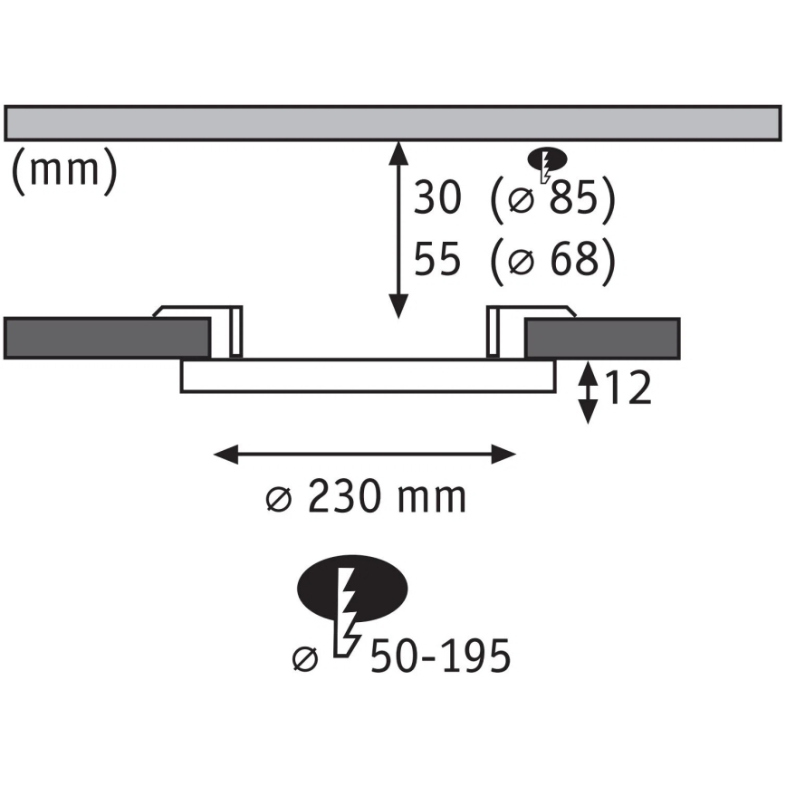 Paulmann 93102 - LED/16W IP44 Badeværelses indbygningsspot AREO 230V 2000/3000/4000K Ø 23 cm sort