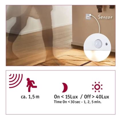 Paulmann 93133 - LED/1,2W Trappelampe med sensor EDGE 230V hvid