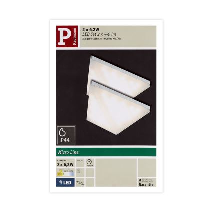 Paulmann 93584 - SÆT 2xLED/6,2W IP44 Møbelbelysning KITE 230V
