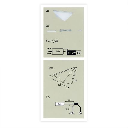 Paulmann 93584 - SÆT 2xLED/6,2W IP44 Møbelbelysning KITE 230V