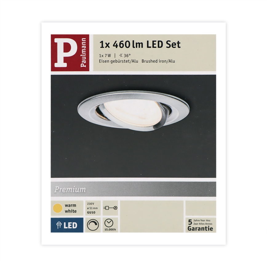 Paulmann 93603 - Indbygningsspot til badeværelse dæmpbart NOVA LED-GU10/7W IP23 230V
