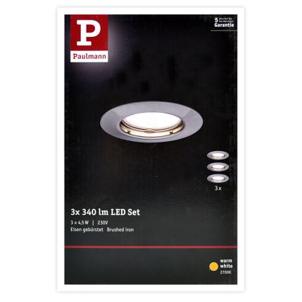 Paulmann 93656 - 3x Indbygningsspot LED/GU10/4,5W 230V
