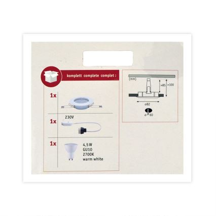 Paulmann 93658 - Indbygningsspot LED-GU10/4,5W 230V
