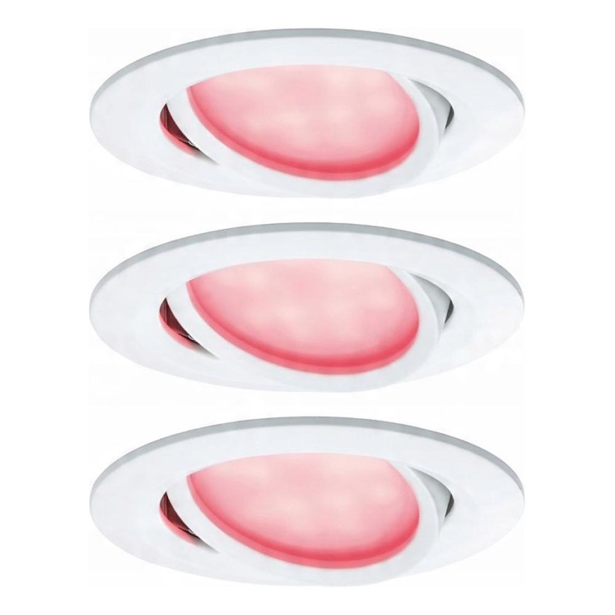 Paulmann 93940 -3x LED indbygningslampe til badeværelse dæmpbar m. RGBW-farver/2W IP23 230V