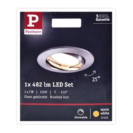 Paulmann 93963 - Indbygningsspot til badeværelse dæmpbar LED/7W IP23 COIN 230V