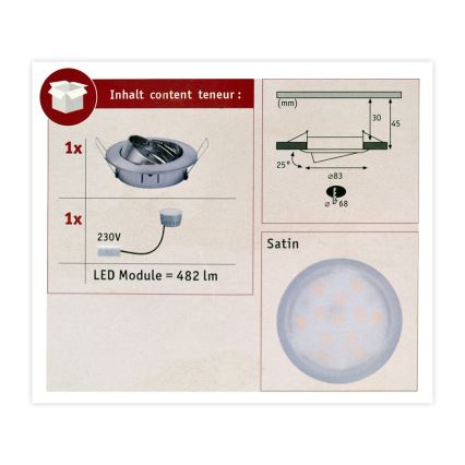 Paulmann 93963 - Indbygningsspot til badeværelse dæmpbar LED/7W IP23 COIN 230V