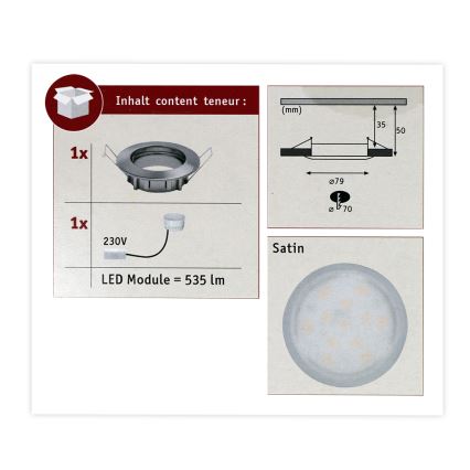 Paulmann 93975 - Indbygningsspot til badeværelse COIN LED/6,8W IP44 230V